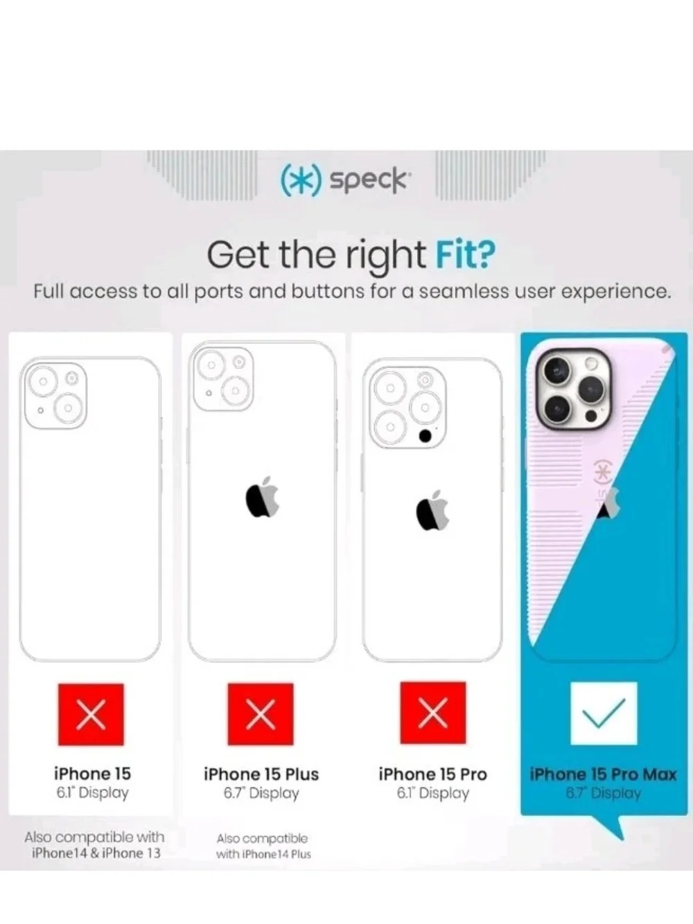 Speck CandyShell Grip Case for iPhone 15 Pro Max - Lilac